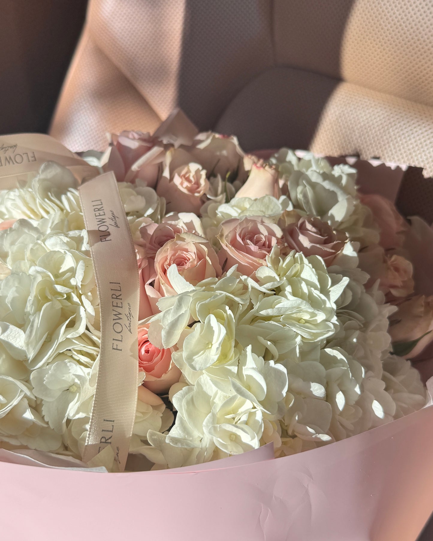 White Hydrangeas x Pink Spray Roses