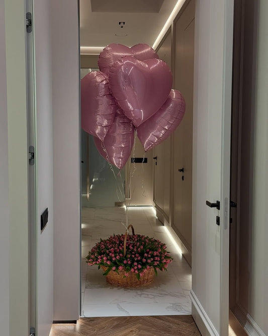 Baby Pink Heart Shape Foil Balloon Five-Piece Set