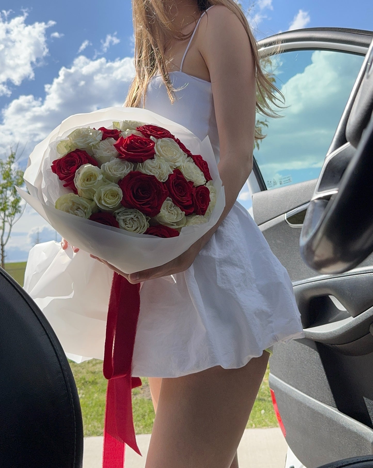 White & Red Roses