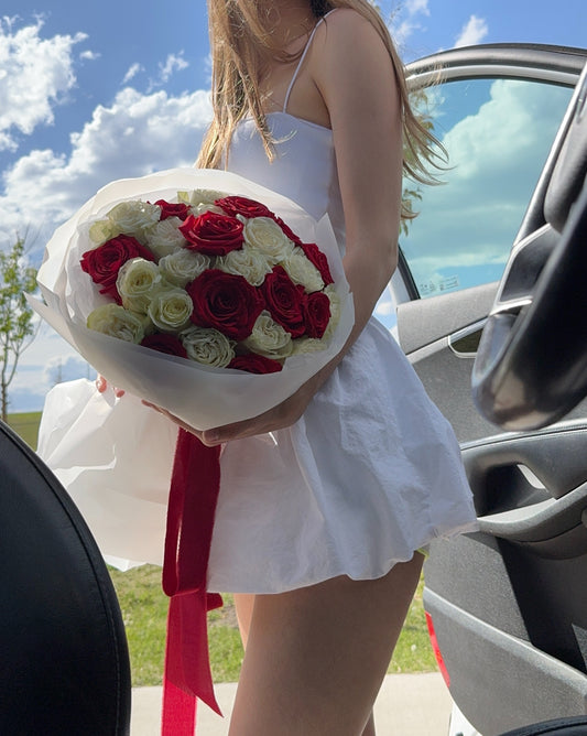 White & Red Roses