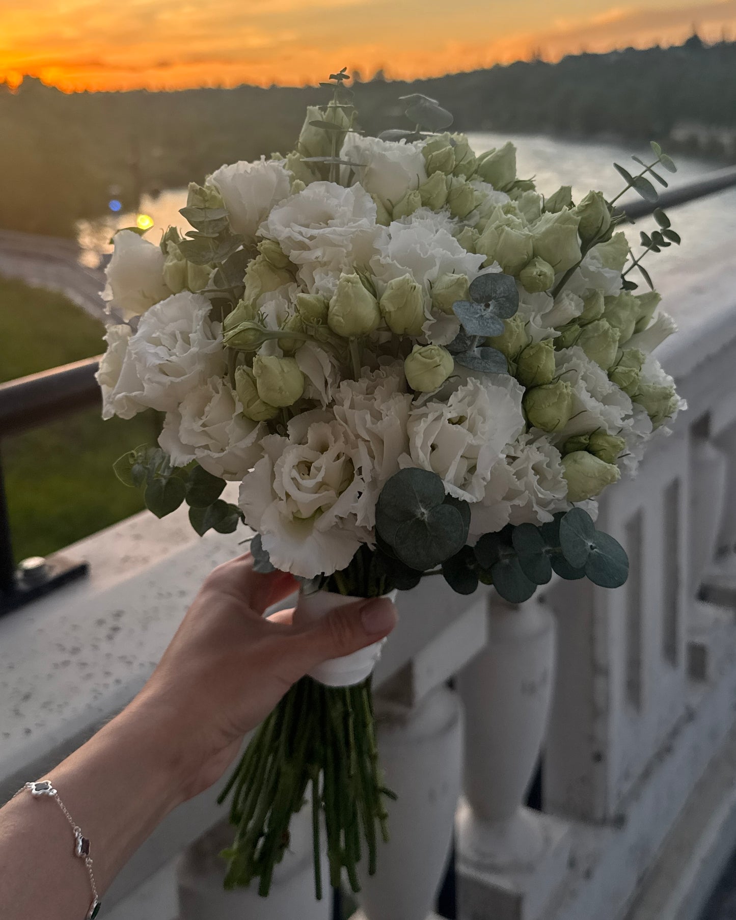Lisianthus & Eucalyptus Bridal Bouquet