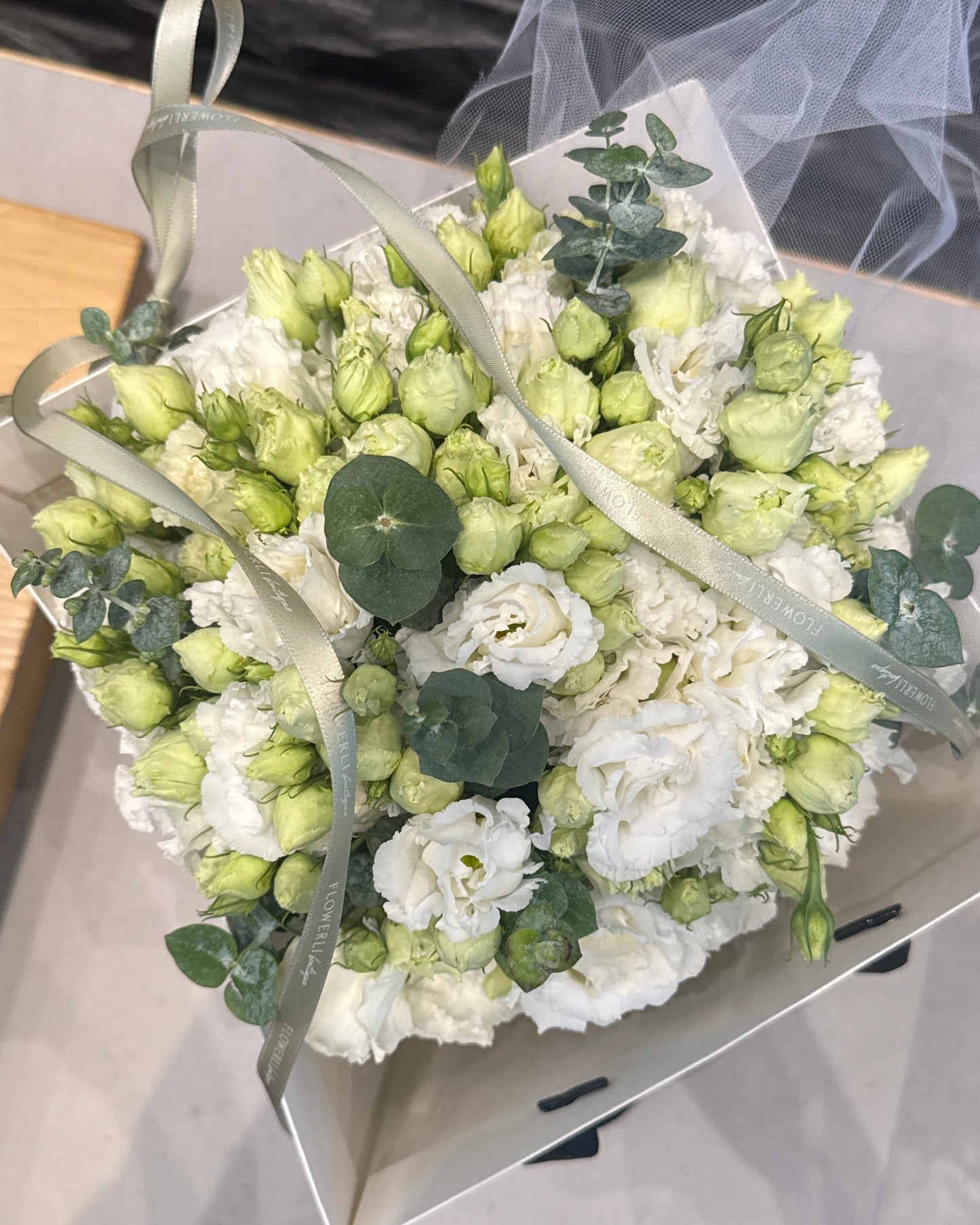 Lisianthus & Eucalyptus Bridal Bouquet
